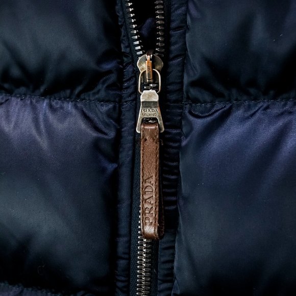 Prada Navy Puffer Jacket with Fur Trim - Picture 10 of 15